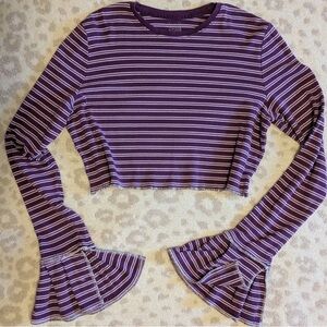Chic Striped Purple Crop Top